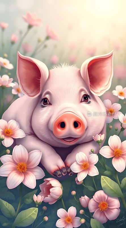 小猪花丛中微笑
