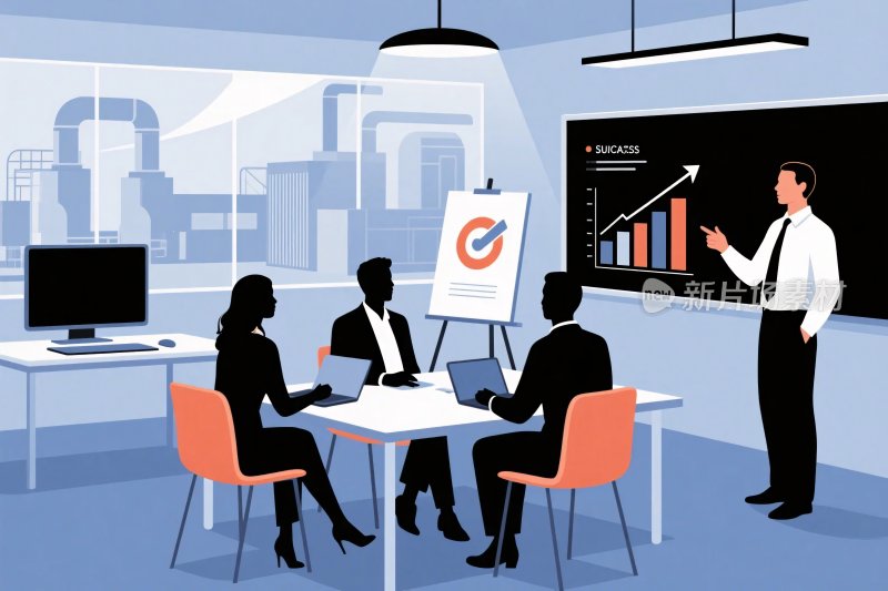 商务团队会议场景插画