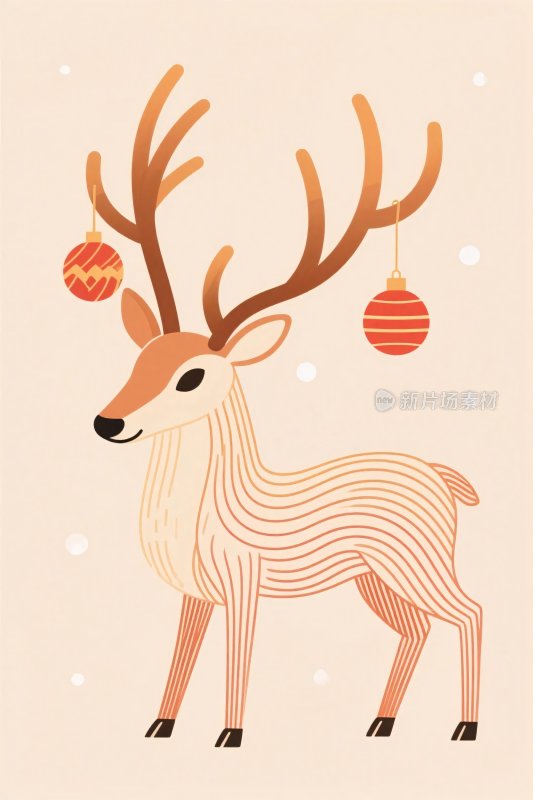圣诞主题驯鹿插画