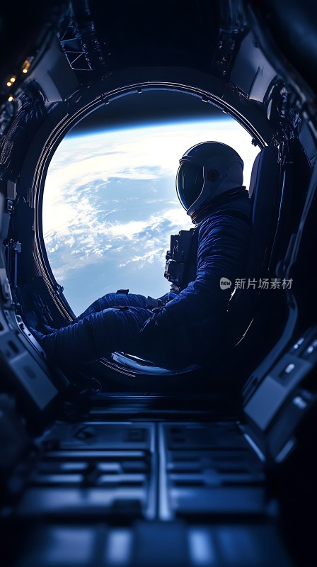 宇航员太空漫步地球美景尽收眼底