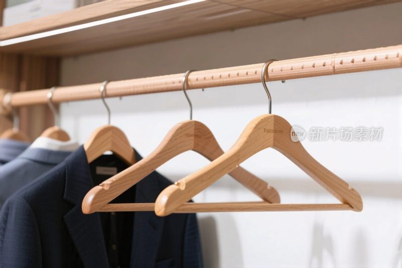 衣柜木质衣架与西装