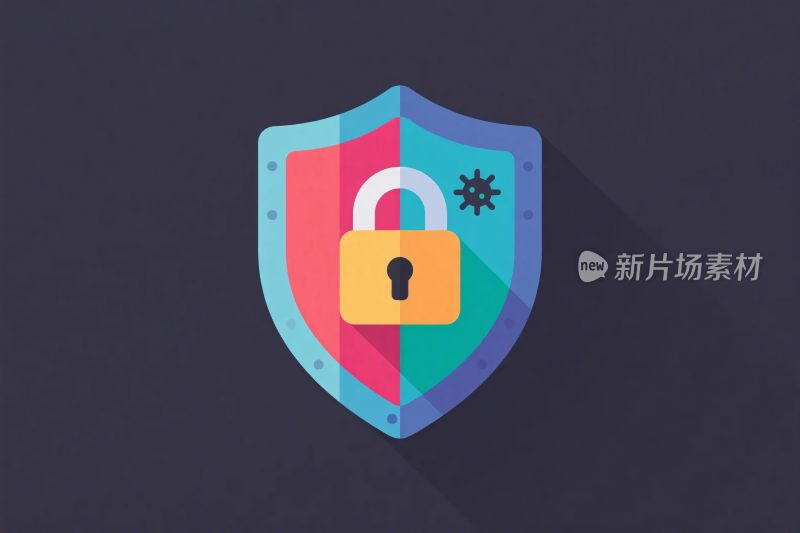 带锁盾牌安全插画图标