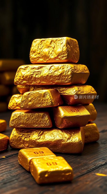 黄金堆叠财富象征