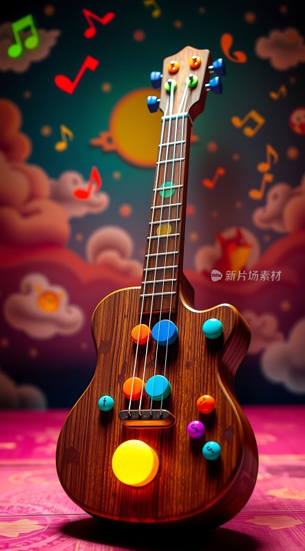 彩色琴键吉他弹奏乐章
