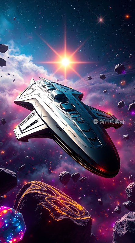 星际探险飞船穿越浩瀚星云