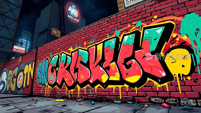 街头艺术之夜色彩与创意的碰撞