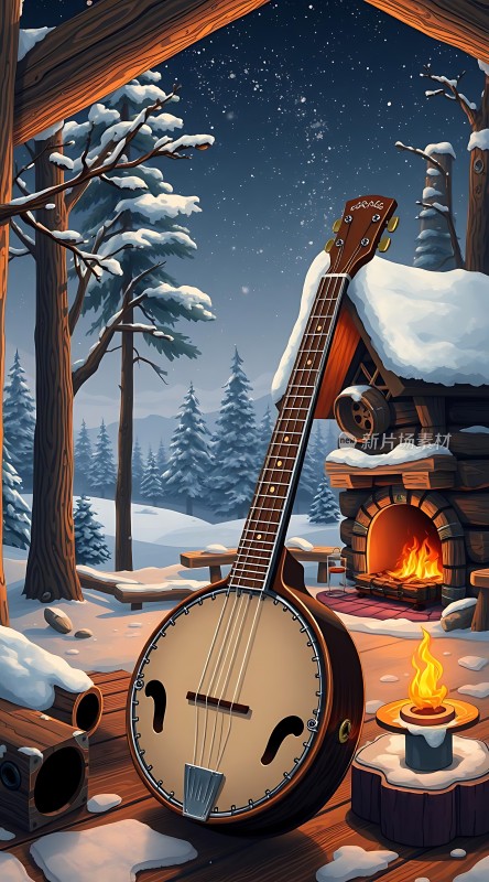 雪夜篝火旁的吉他旋律