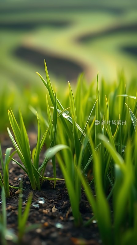 晨露轻吻新绿