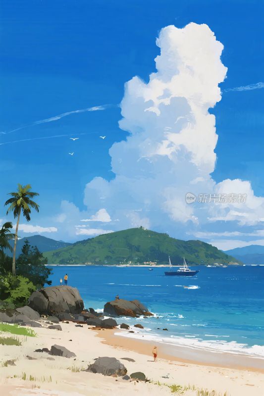 海边风景插画