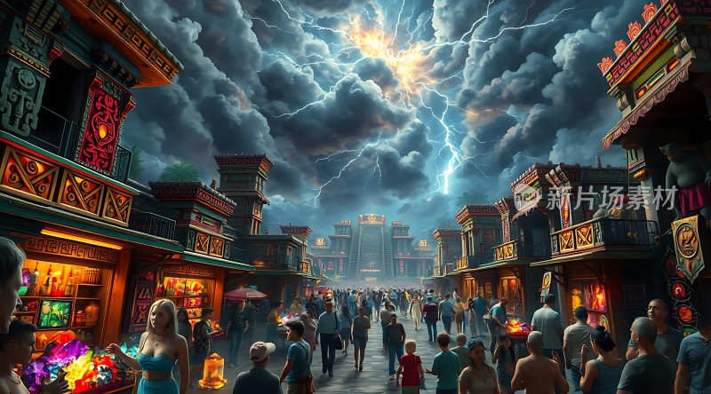 古风集市夜市繁华