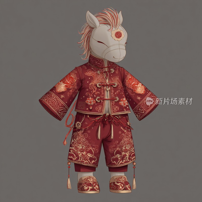 中式服饰小马插画