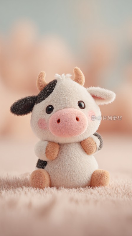 可爱小牛毛绒玩具摆件