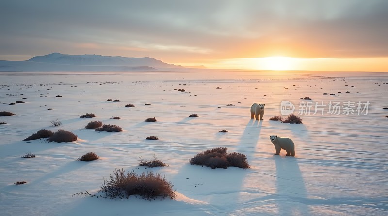 极地风光雪原上的北极熊