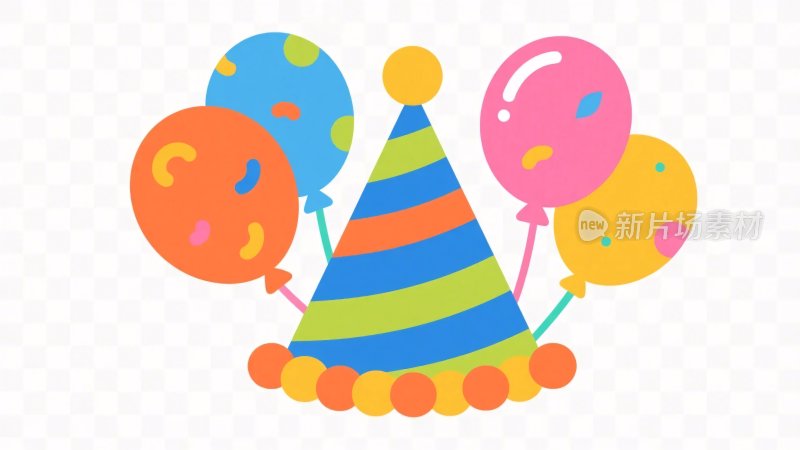卡通派对帽与气球