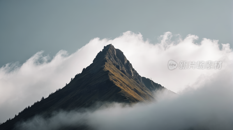 一座山峰天上有几朵云高清风景图片