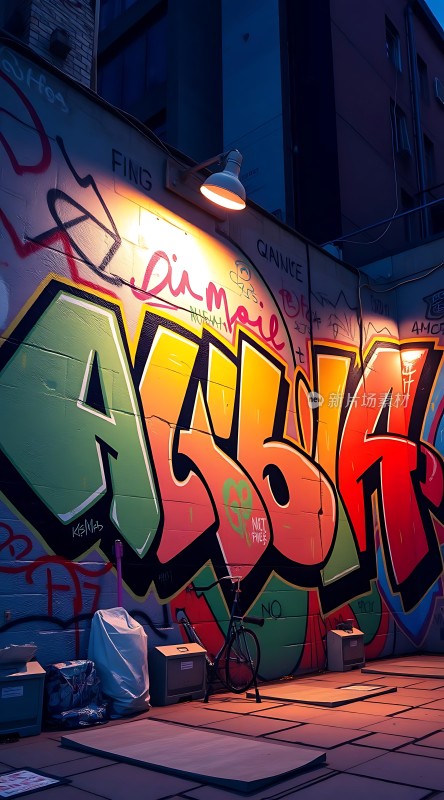 街头艺术之夜光影与色彩的碰撞