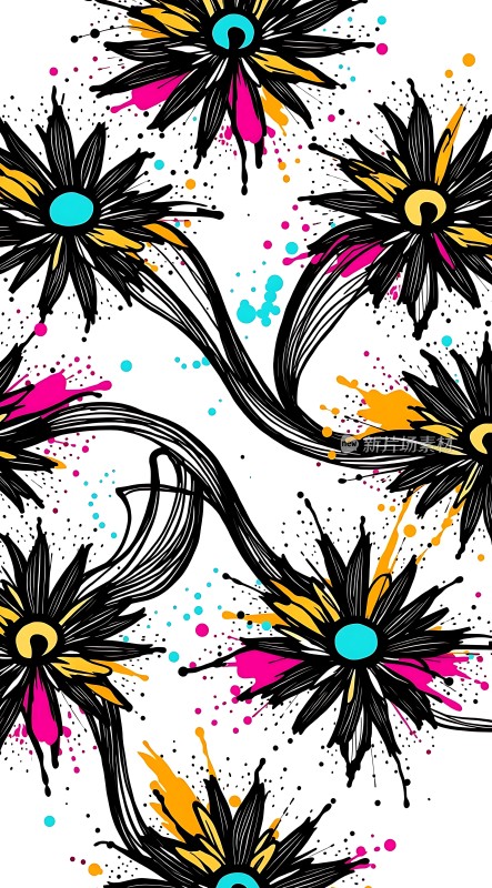 彩色抽象花卉图案