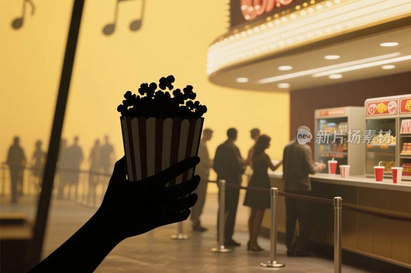 电影院外买爆米花插画