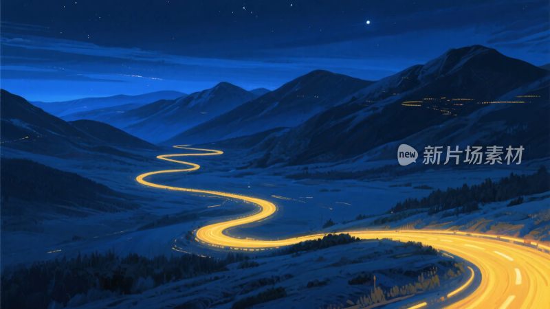 山间蜿蜒公路夜景