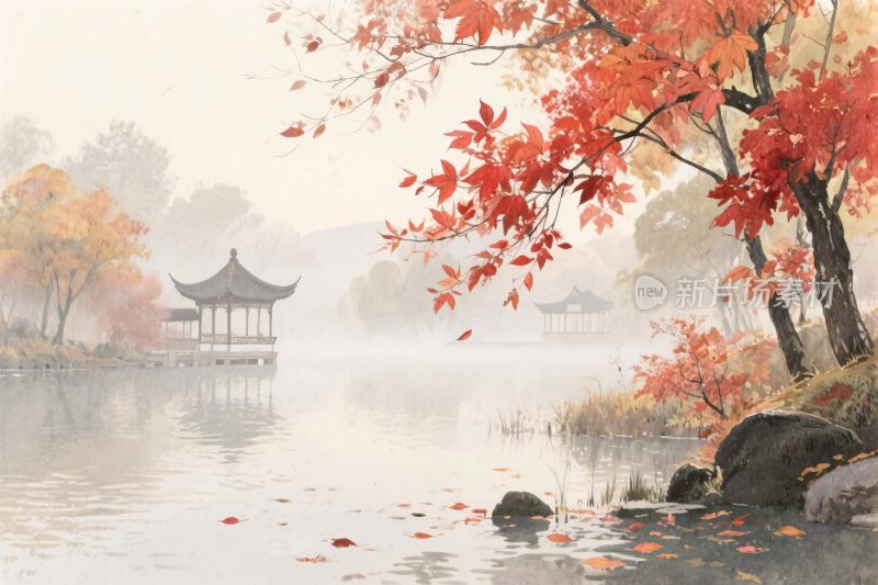 古风山水风景插画