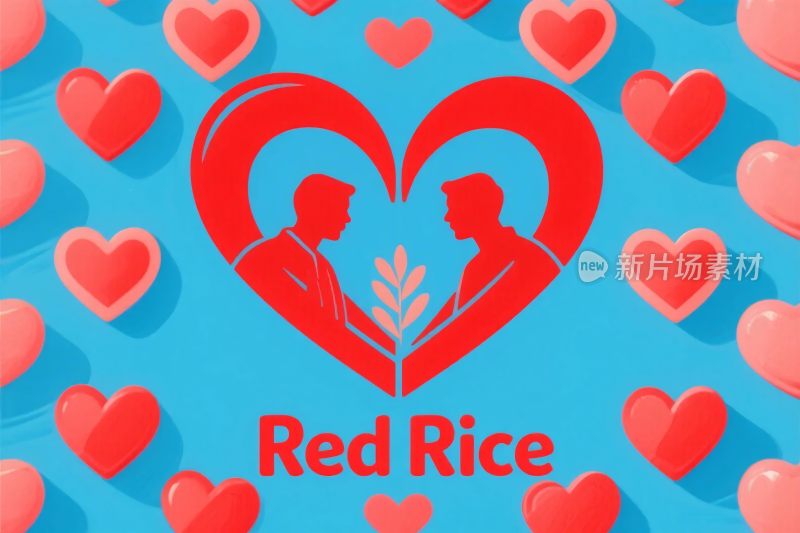 红色爱心人物插画