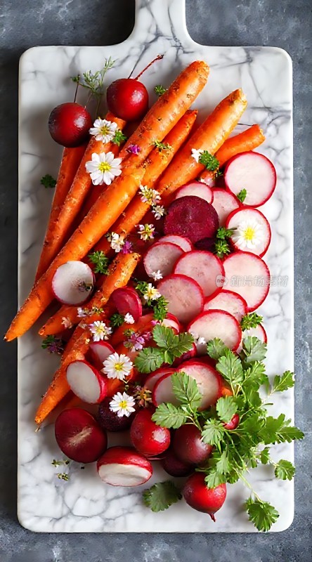 胡萝卜与萝卜的艺术拼盘