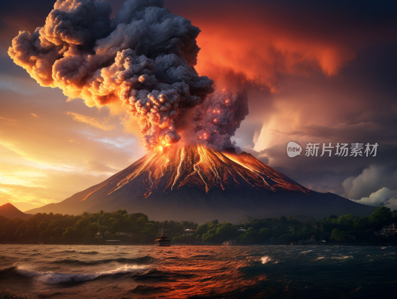 爆发中的火山