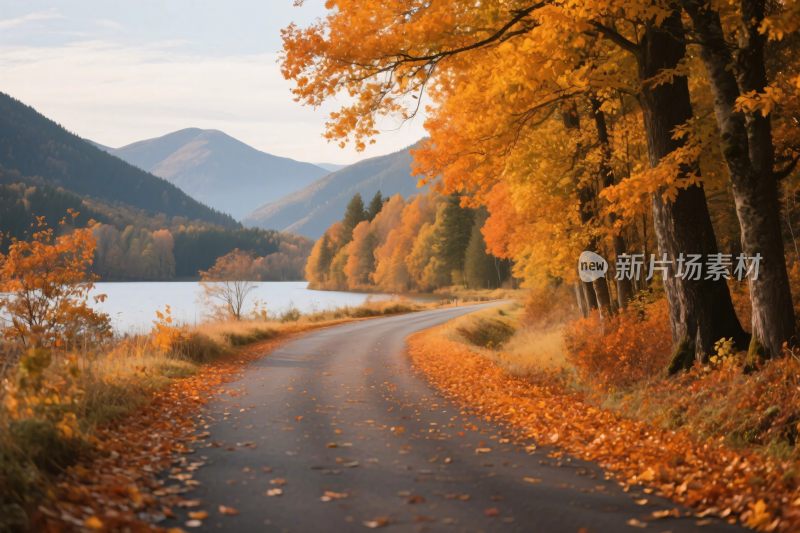 秋日山间的蜿蜒公路美景
