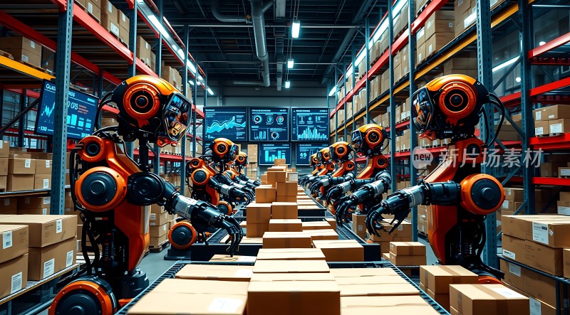 智能机器人仓库搬运货物