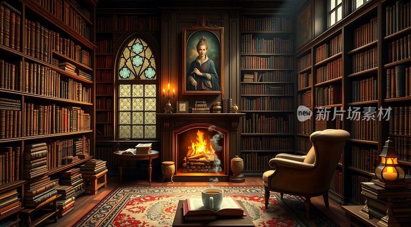 古董书房里的温暖阅读时光