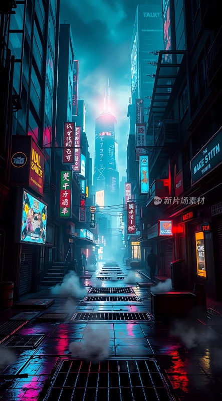 霓虹灯下的未来都市