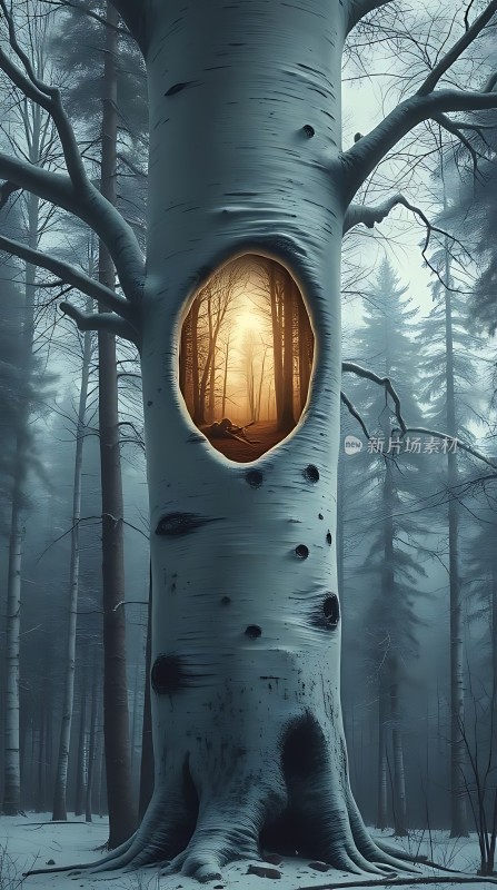 神秘森林中的树洞