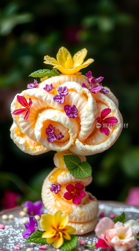 花漾甜点奶油玫瑰与花卉的完美结合