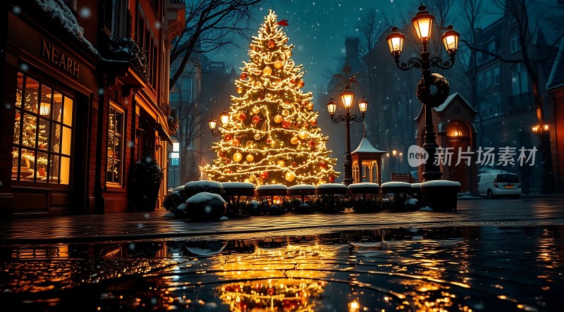 圣诞树下的温馨夜晚