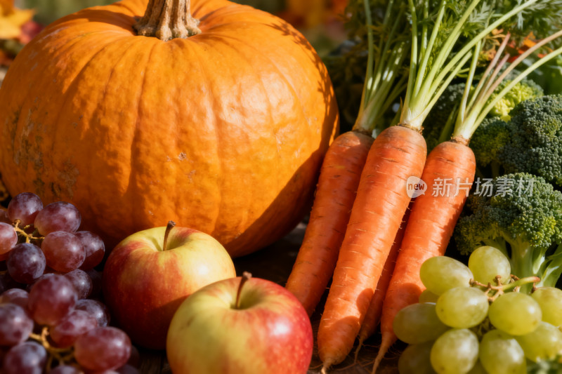 秋季新鲜果蔬组合展示图