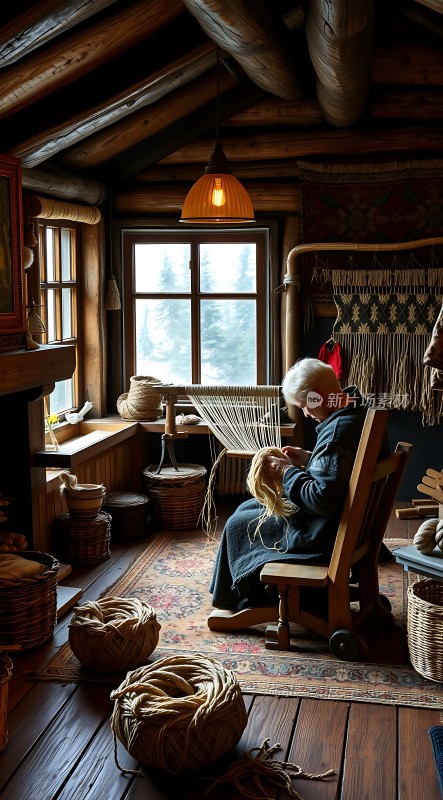 老妇人编织时光