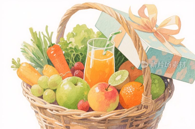 水果礼篮插画