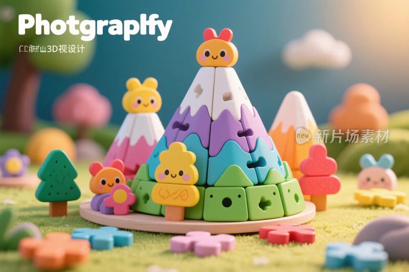 卡通玩具积木插画