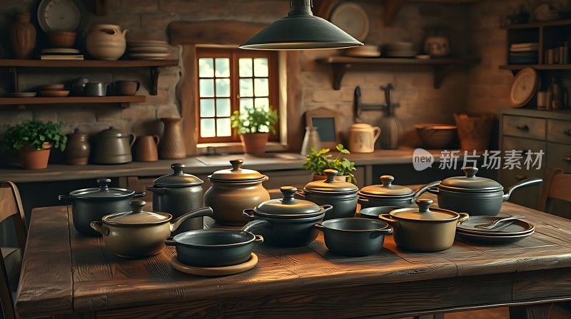 温馨厨房陶制餐具展示