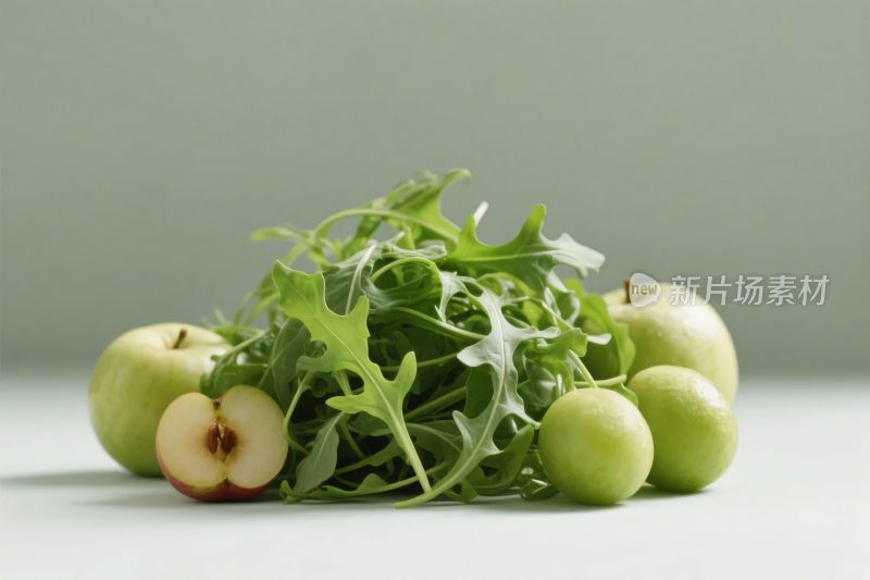 绿色苹果与叶片蔬菜