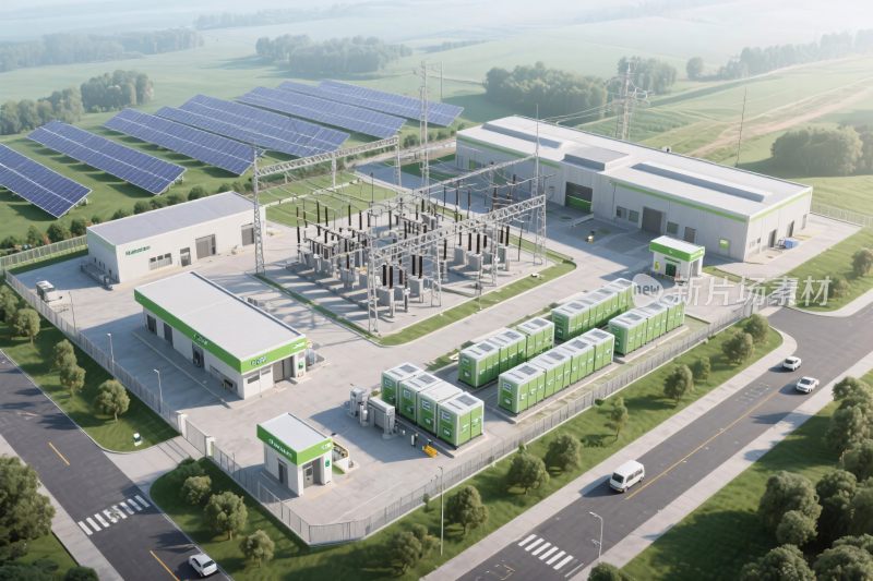 工业发电设施园区插画