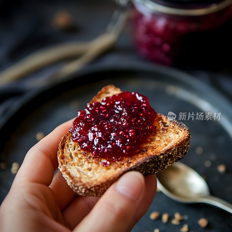 自制果酱配烤面包片