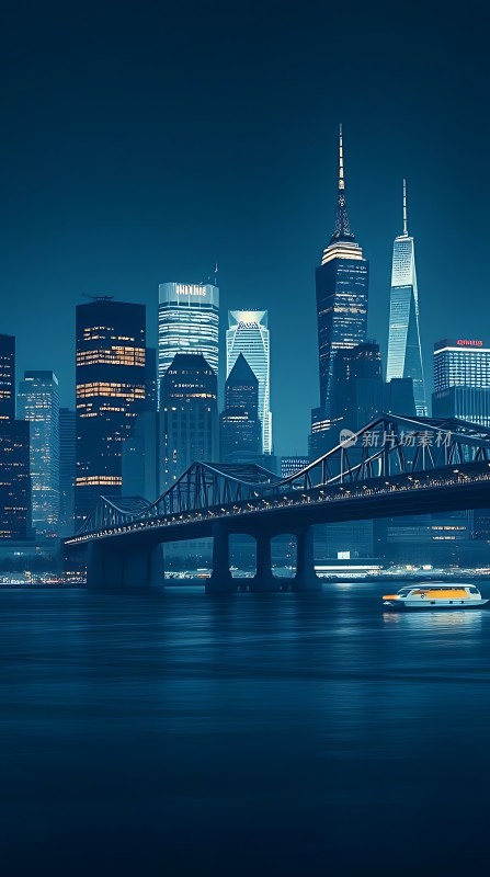 上海夜景黄浦江畔灯火辉煌