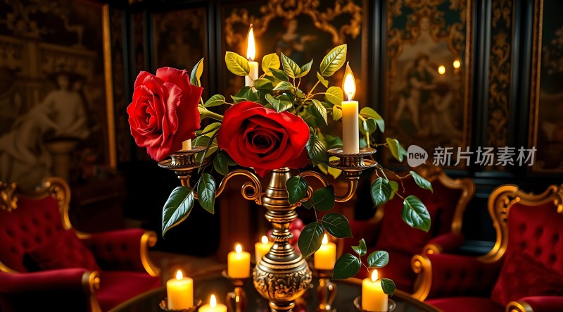 烛光玫瑰浪漫氛围