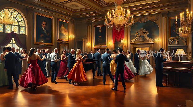 华丽舞会上的优雅舞姿