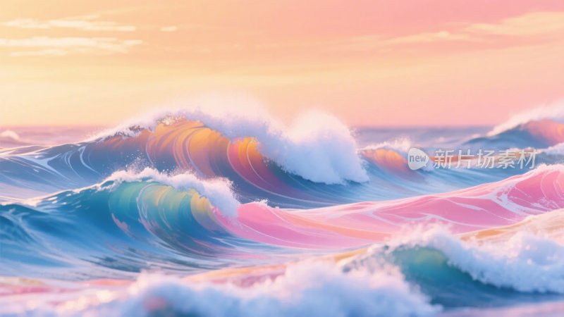 梦幻绚丽的海上波浪景象