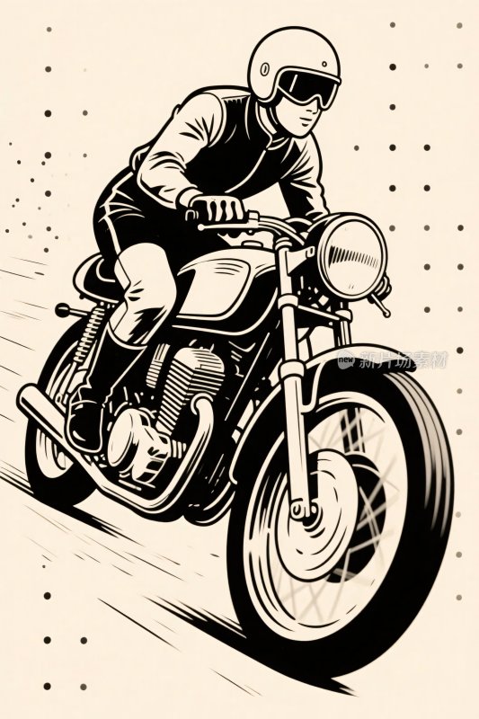 摩托车手插画