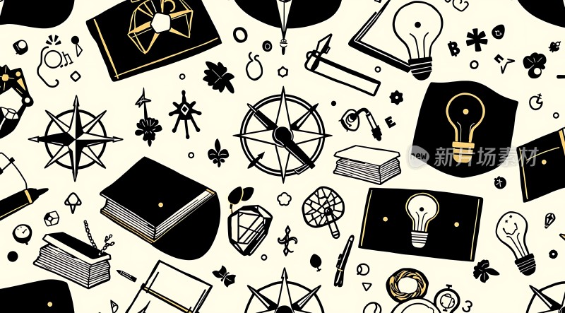 创意灵感集锦书籍、指南针与灯泡交织的艺术世界