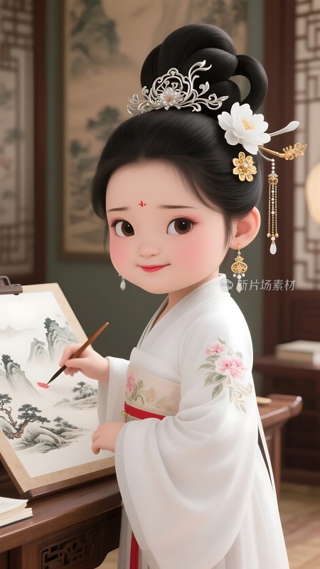 白裙佳人绘丹青