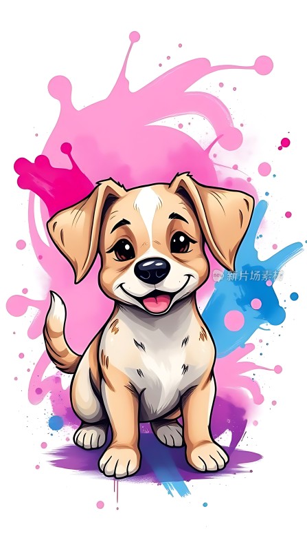 彩色背景下的可爱小狗